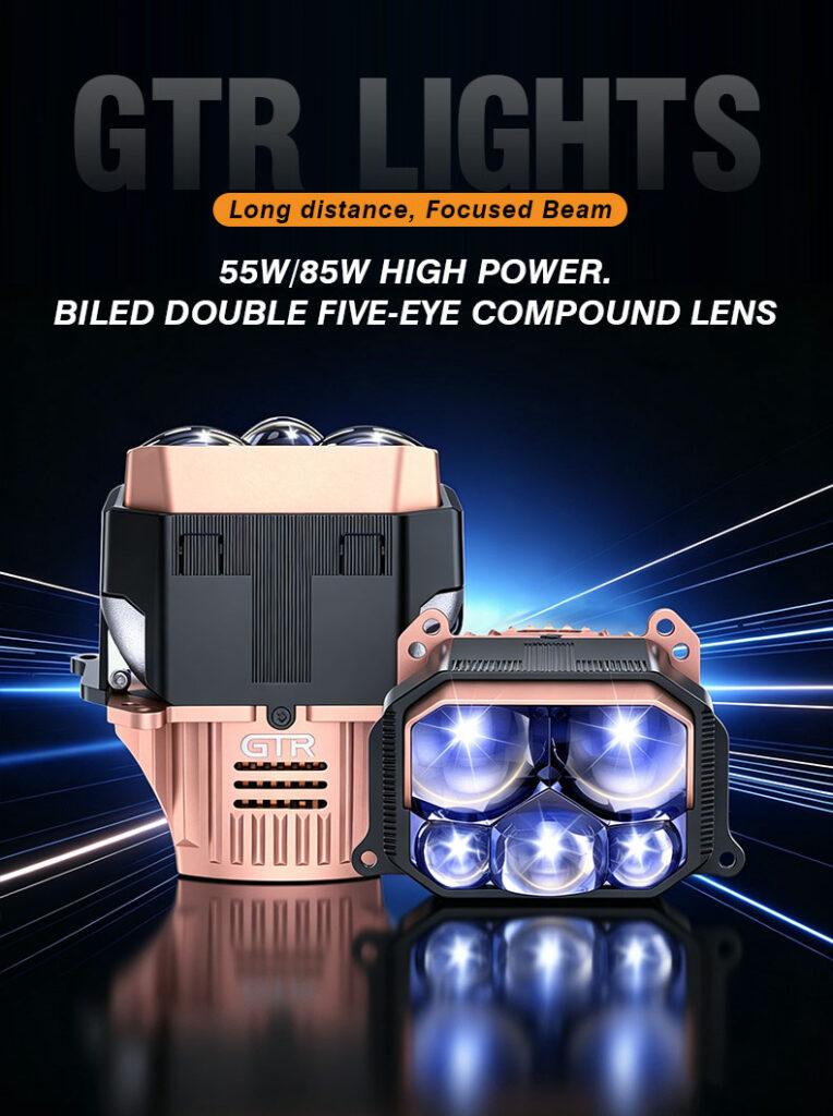 Premium 55W/85W 5 Eyes Direct LED LENS Module Double Reflective Cups Bifocal Lens Projector Car Led Headlight for Retrofit