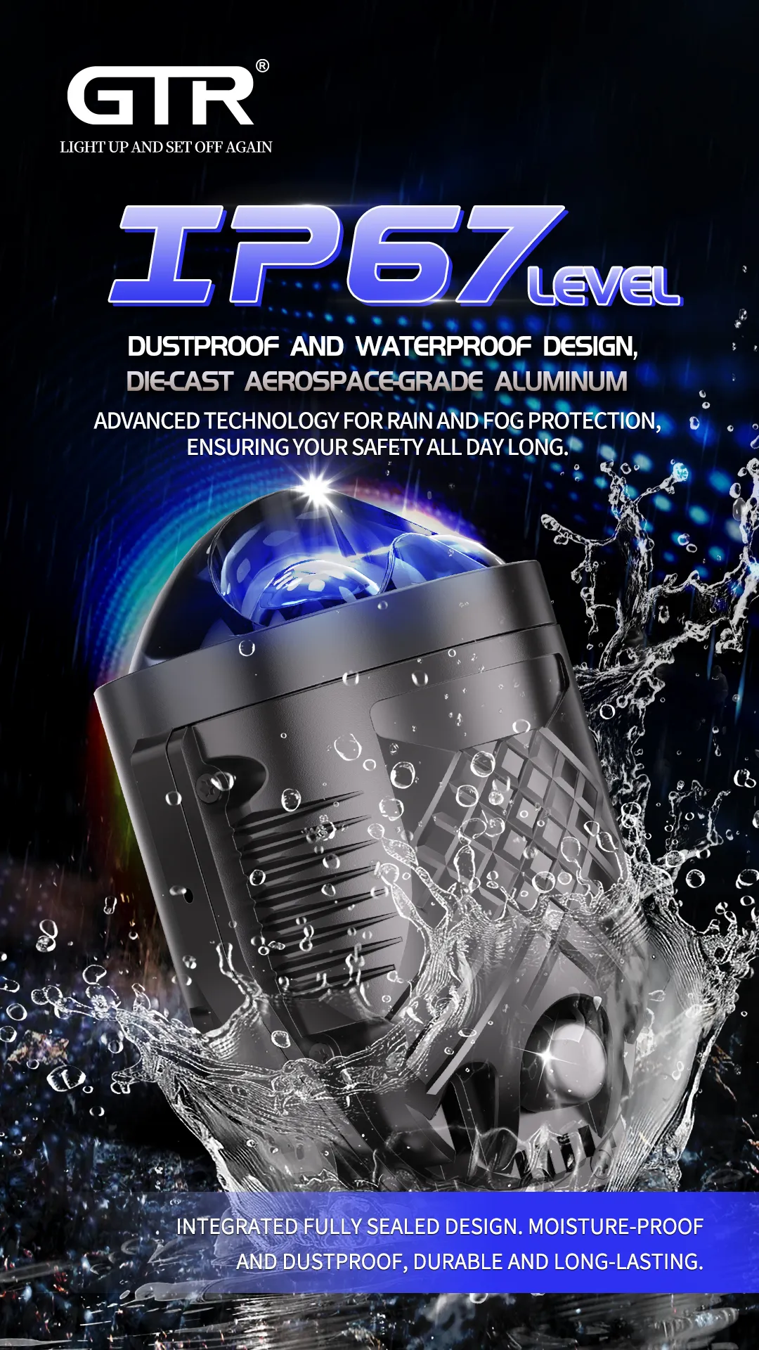 Customized 58W 12V 6+2 Chips Single Color 5800K Bi LED Lens Projector Fog Lamp With Double Direct Lasers for Vehicles