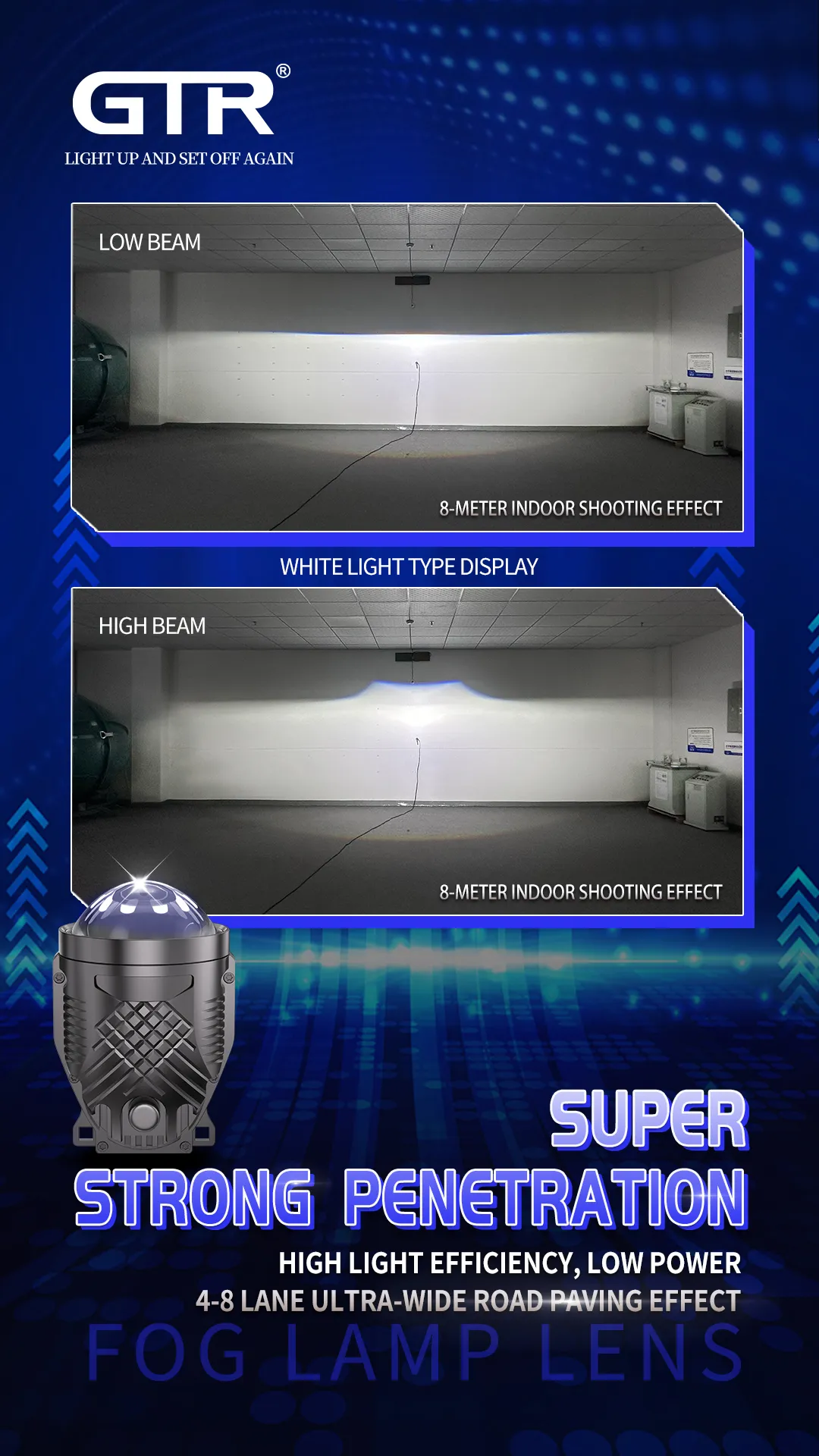 35W/43W High-Lo Beam 3 Inch Borosilicate Glass HD Lens Projector Car Front Bumper Grille Led Fog Driving Lights Fog Lamp with Bracket