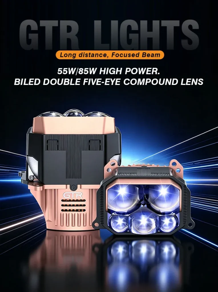 Premium 55W/85W 5 Eyes Direct LED LENS Module Double Reflective Cups Bifocal Lens Projector Car Led Headlight for Retrofit